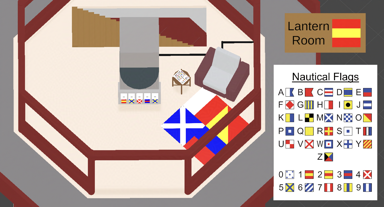 An in-engine overview of the lantern room level.